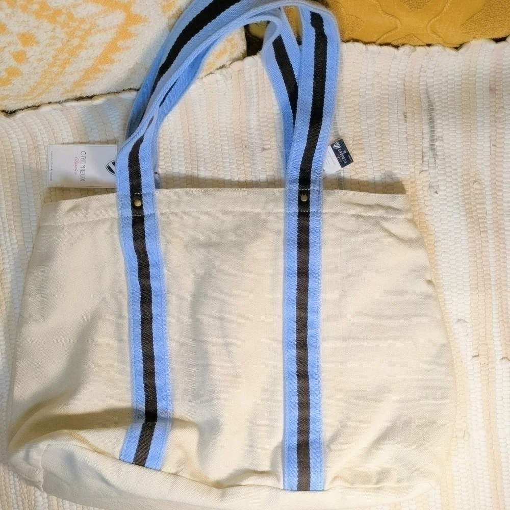 Heavy Canvas Lined Tote w/ Zipper Top Closure NWT